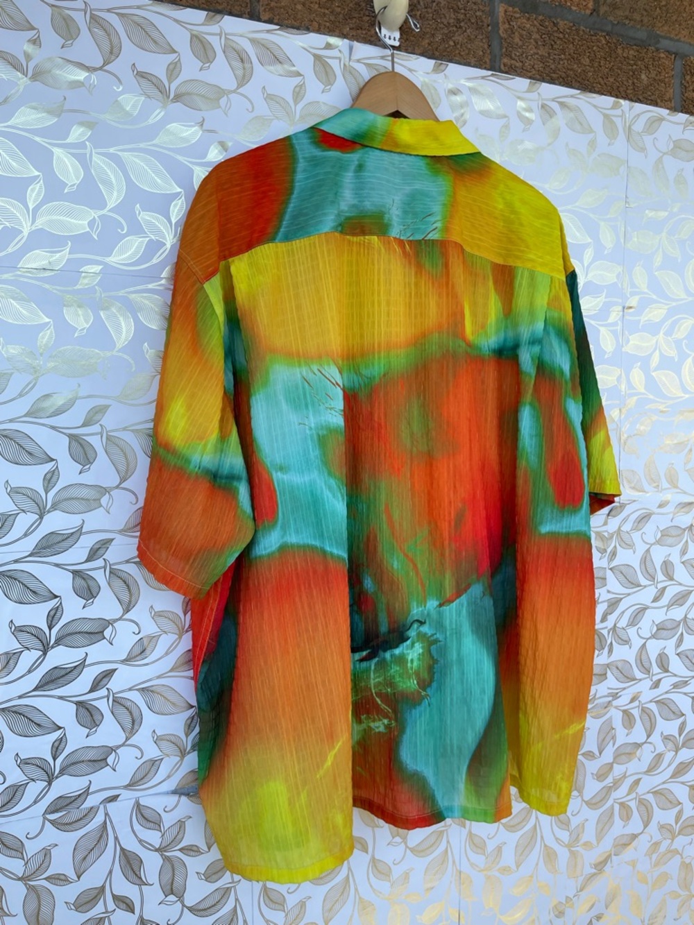 ZARA x RHUIGI Heat Map Print Crinkle Shirt XL Oversized Abstract Vacation Core - Picture 7 of 10